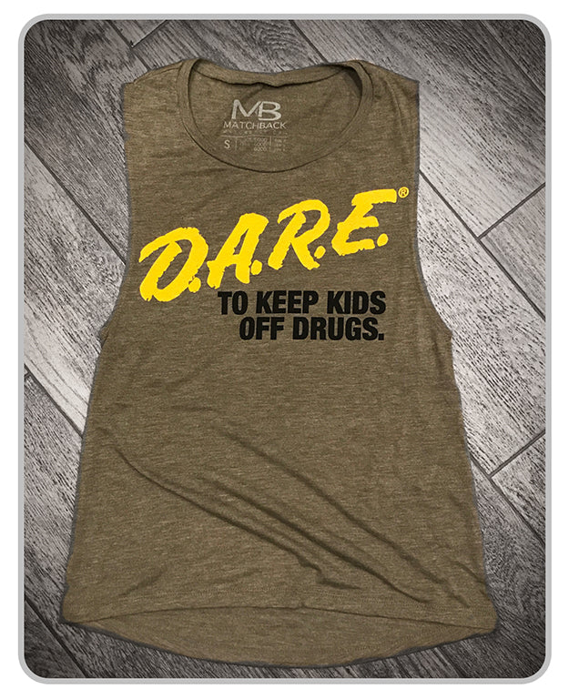 Discontinued - 50% off  - D.A.R.E. x MatchBack Womens Muscle Tank - OD Green